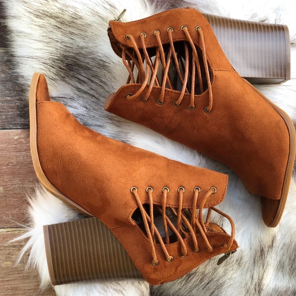 Suede Open-Toe Booties - Picture 2 of 3